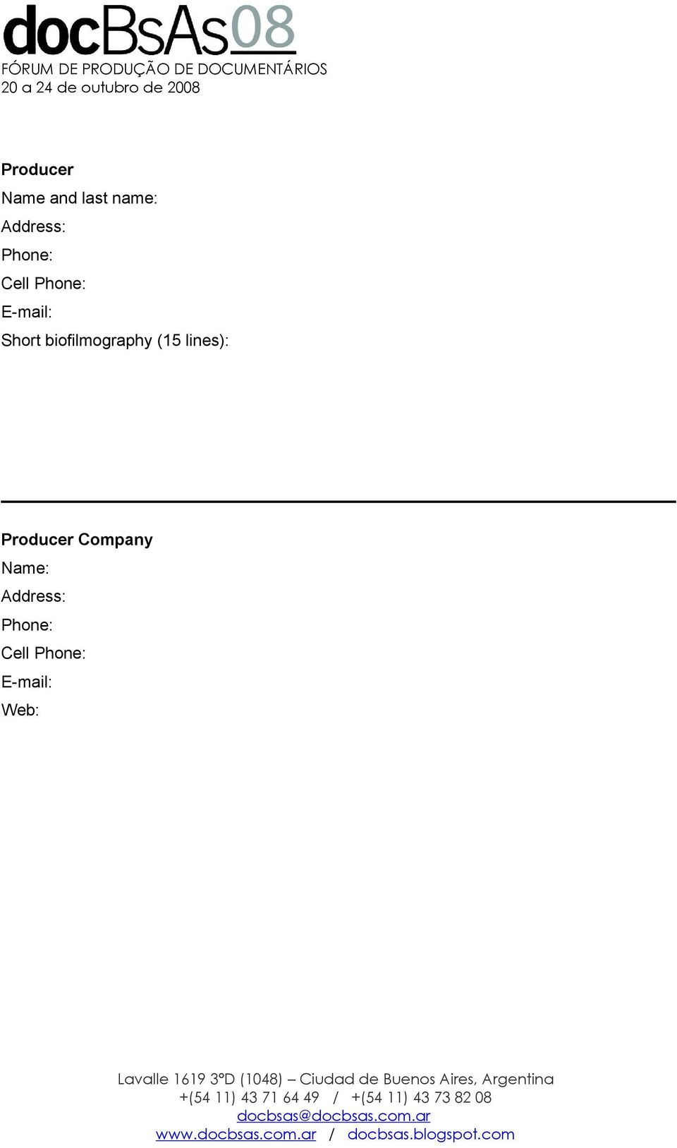 biofilmography (15 lines): Producer