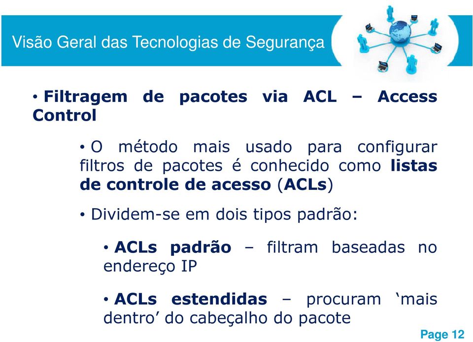 acesso(acls) Dividem-se em dois tipos padrão: ACLs padrão filtram