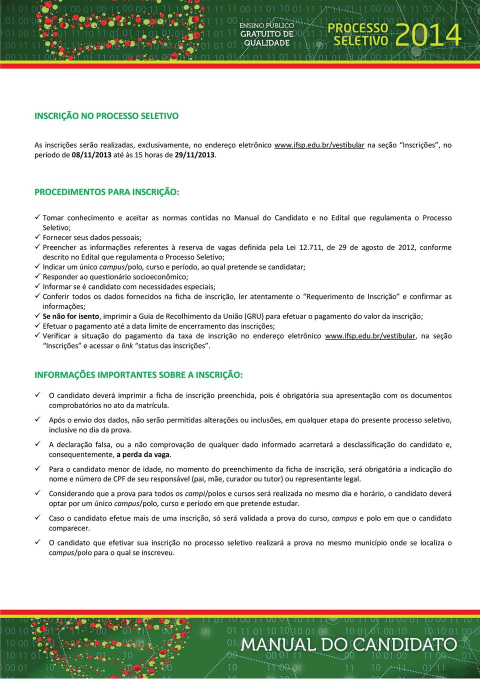 reserva de vagas definida pela Lei 12.