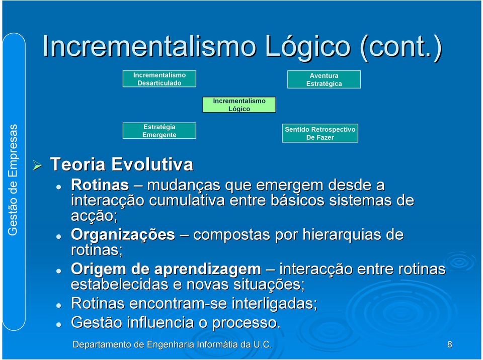 sistemas de acção; Organizações compostas por hierarquias de rotinas; Origem de