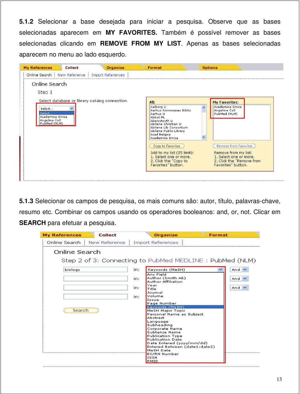 Apenas as bases selecionadas aparecem no menu ao lado esquerdo. 5.1.