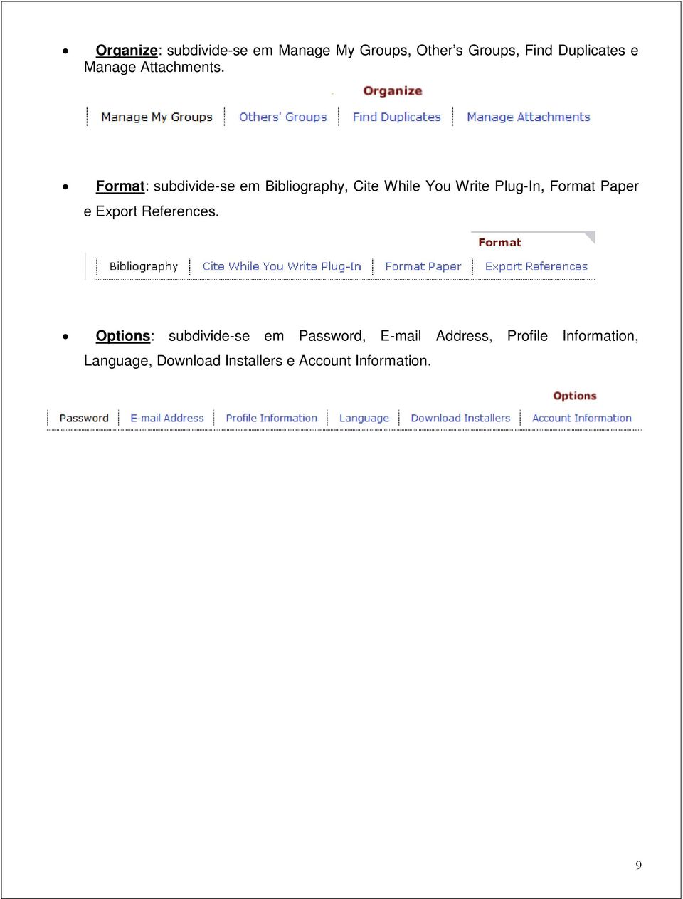 Format: subdivide-se em Bibliography, Cite While You Write Plug-In, Format Paper