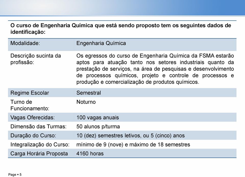 para atuação tanto nos setores industriais quanto da prestação de serviços, na área de pesquisas e desenvolvimento de processos químicos, projeto e controle de processos e produção e