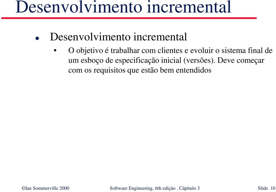 especificação inicial (versões).