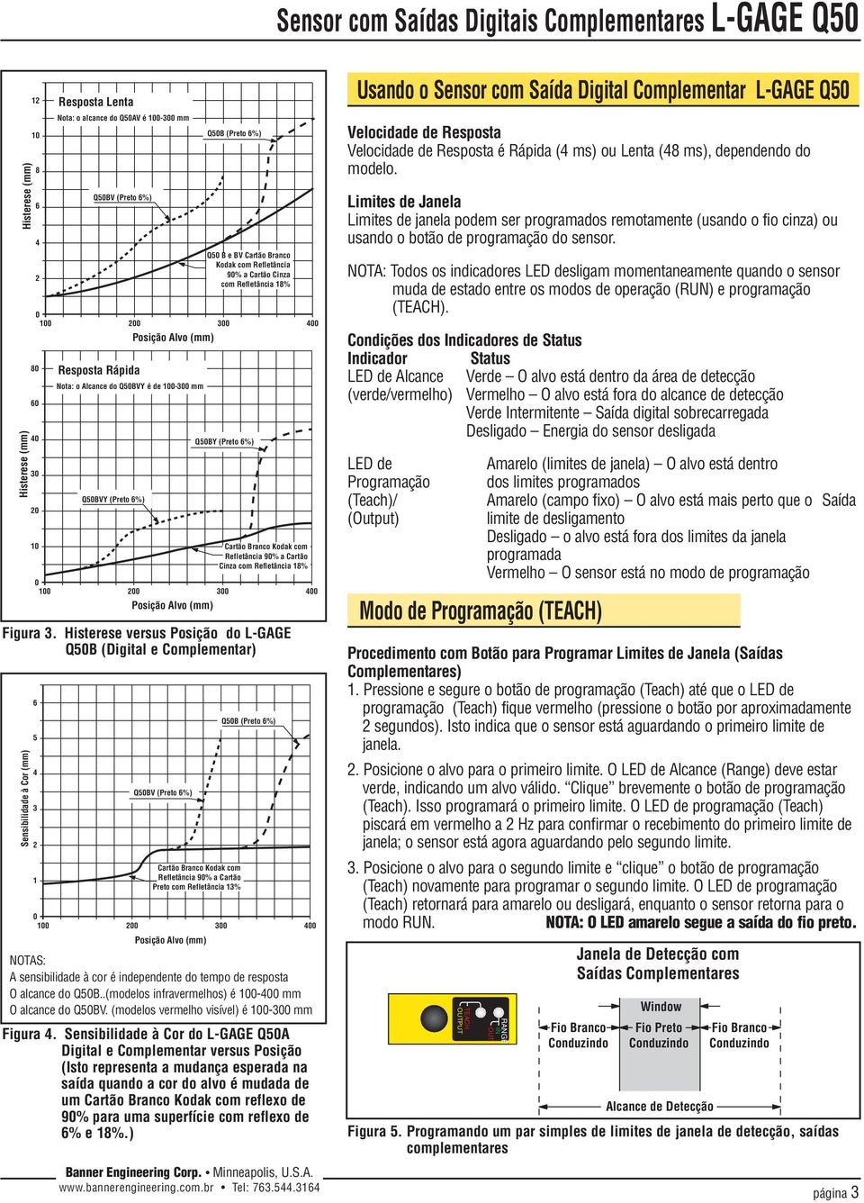 Alvo (mm) Q50B (Preto 6%) Q50 B e BV Cartão Branco Kodak com Refletância 90% a Cartão Cinza com Refletância 18% 300 400 Q50BY (Preto 6%) Cartão Branco Kodak com Refletância 90% a Cartão Cinza com