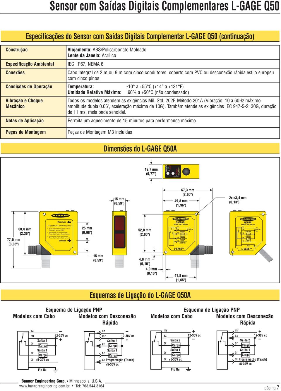 Mecânico Notas de Aplicação Alojamento: ABS/Policarbonato Moldado Lente da Janela: Acrílico Todos os modelos atendem as exigências Mil. Std. 202F.