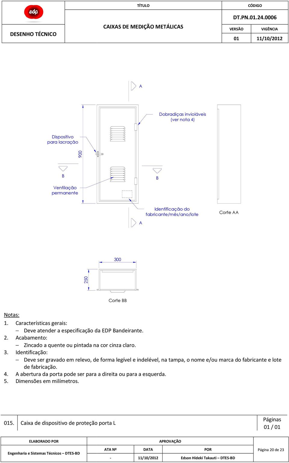 abertura da porta pode ser para a direita ou para a esquerda. 5. Dimensões em milímetros. 015.