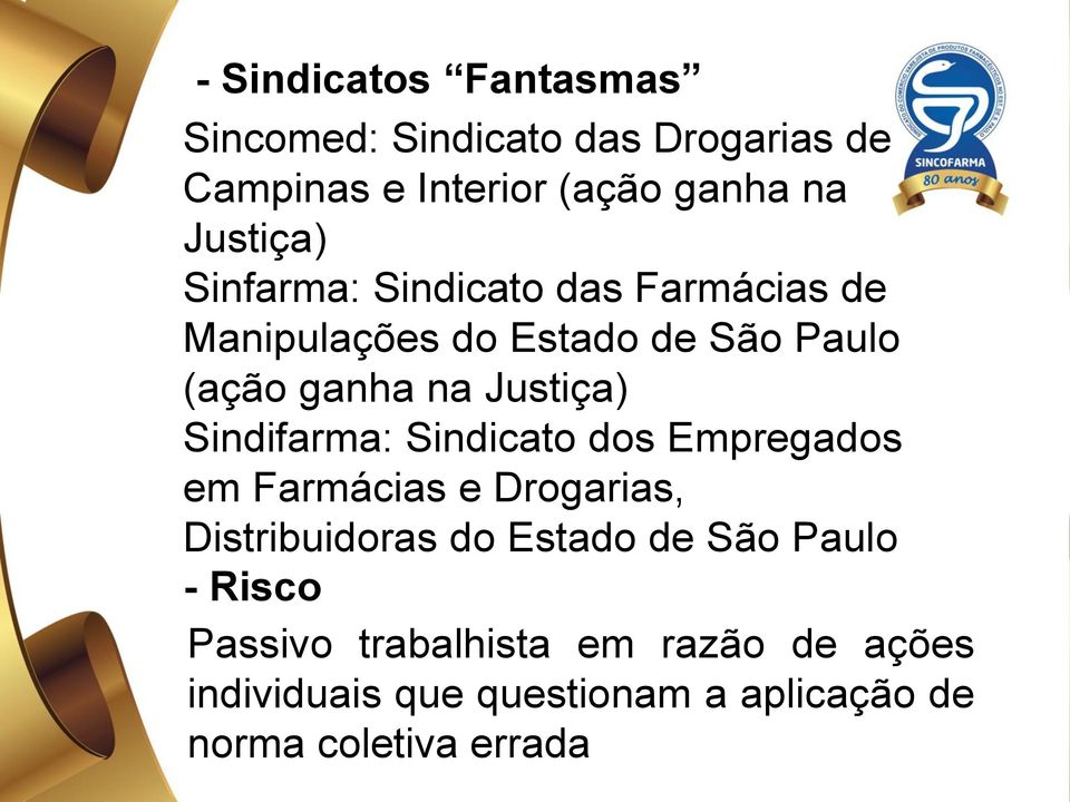 Justiça) Sindifarma: Sindicato dos Empregados em Farmácias e Drogarias, Distribuidoras do Estado de