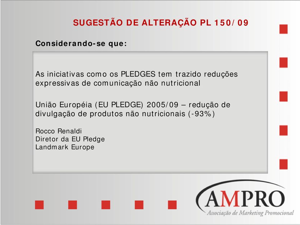 nutricional União Européia (EU PLEDGE) 2005/09 redução de divulgação de