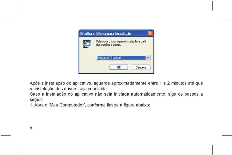 Caso a instalação do aplicativo não seja iniciada automaticamente,