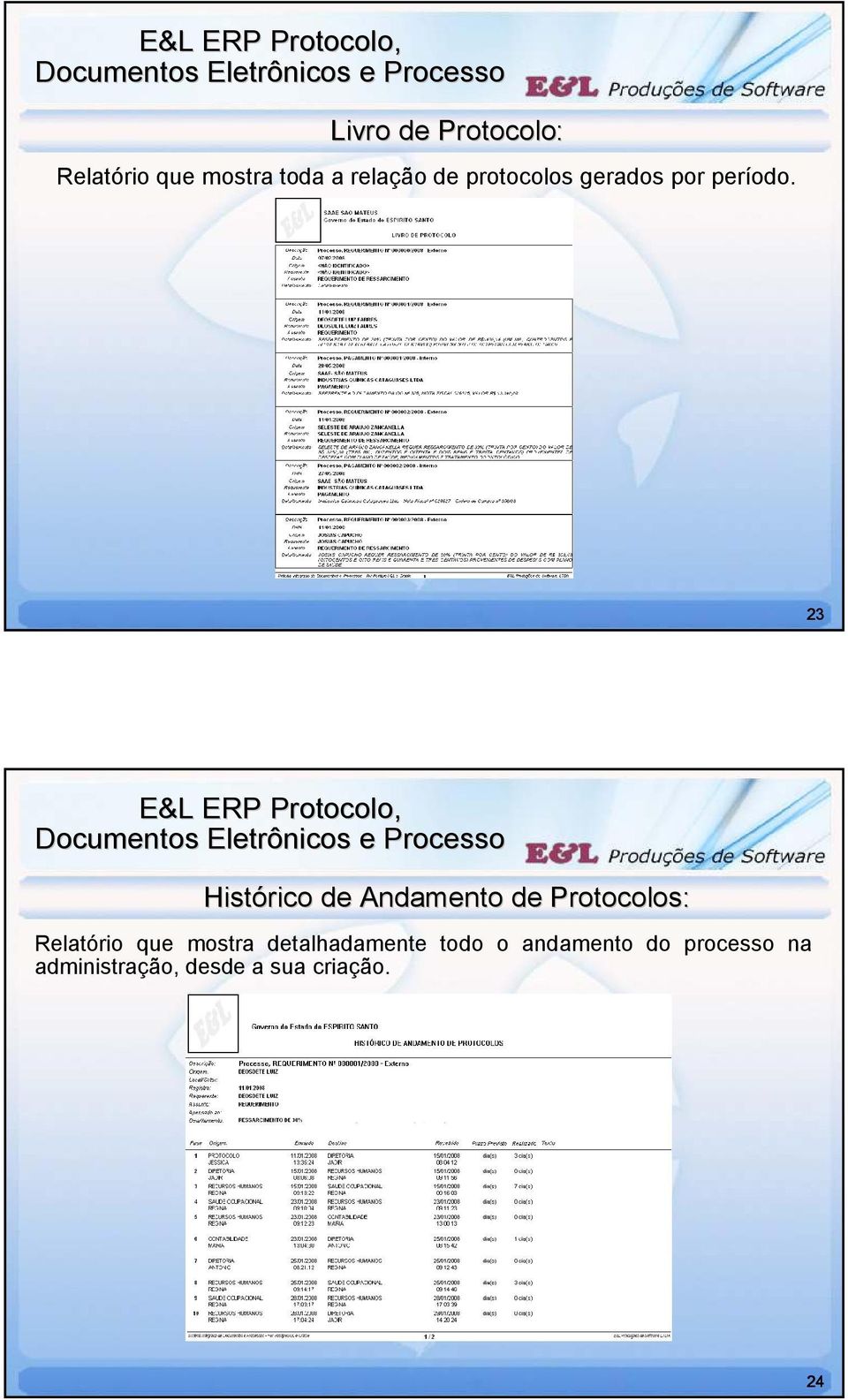 23 Histórico de Andamento de Protocolos: Relatório que