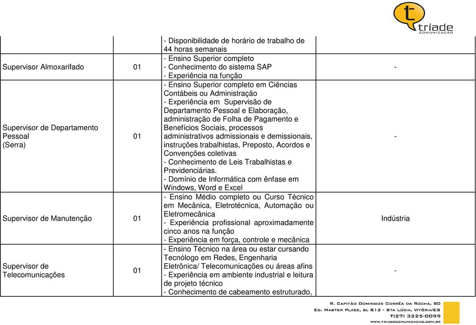 administração de Folha de Pagamento e Benefícios Sociais, processos administrativos admissionais e demissionais, instruções trabalhistas, Preposto, Acordos e Convenções coletivas Conhecimento de Leis