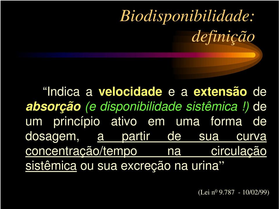 ) de um princípio ativo em uma forma de dosagem, a partir de sua