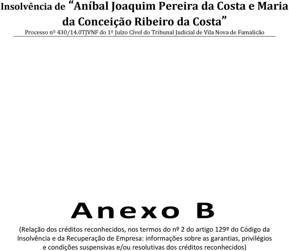 129º do Código da Insolvência e da Recuperação de Empresa: informações sobre as