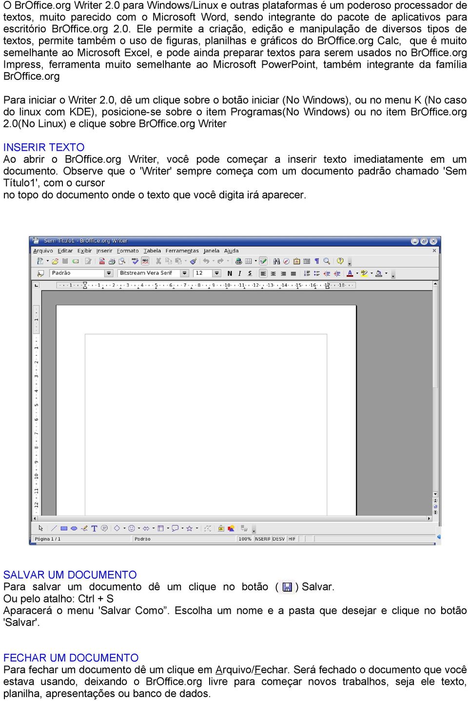 org Calc, que é muito semelhante ao Microsoft Excel, e pode ainda preparar textos para serem usados no BrOffice.