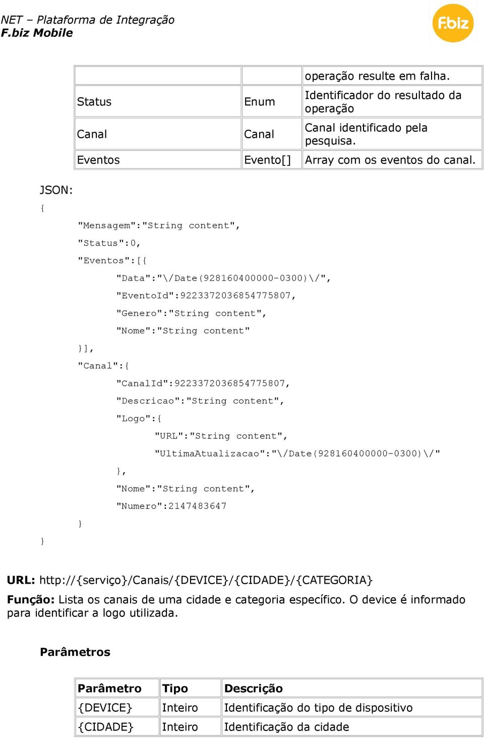"CanalId":9223372036854775807, "Descricao":" content", "Logo":, "URL":" content", "UltimaAtualizacao":"\/Date(928160400000-0300)\/" "Nome":" content", "Numero":2147483647