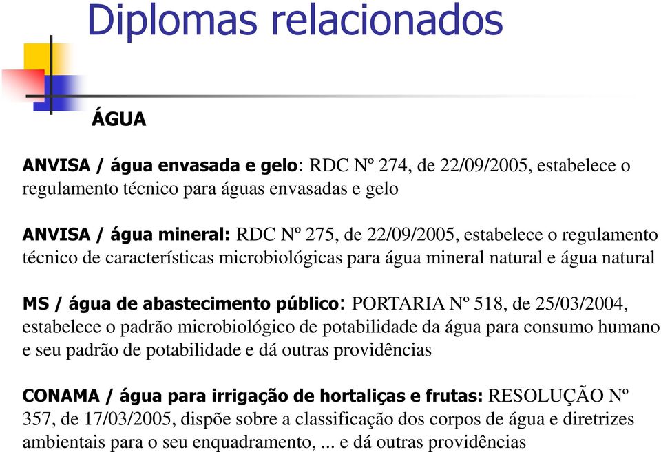 $("+PORTARIA Nº 518, de 25/03/2004, estabelece o padrão microbiológico de potabilidade da água para consumo humano e seu padrão de potabilidade e dá