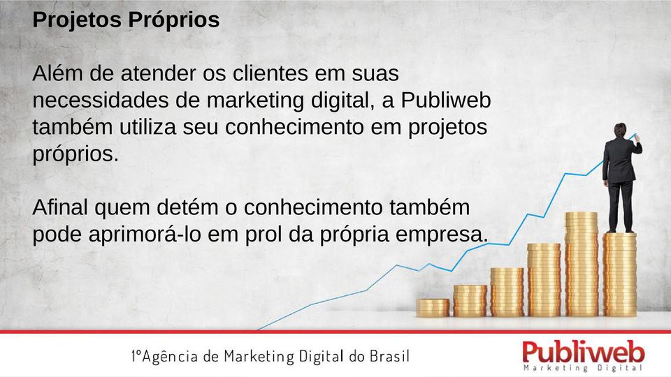 utiliza seu conhecimento em projetos próprios.