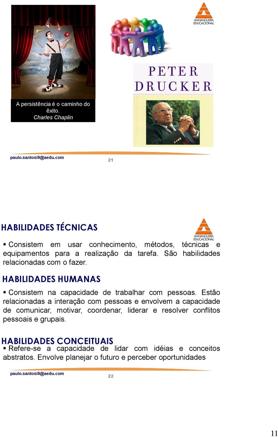 São habilidades relacionadas com o fazer. HABILIDADES HUMANAS Consistem na capacidade de trabalhar com pessoas.