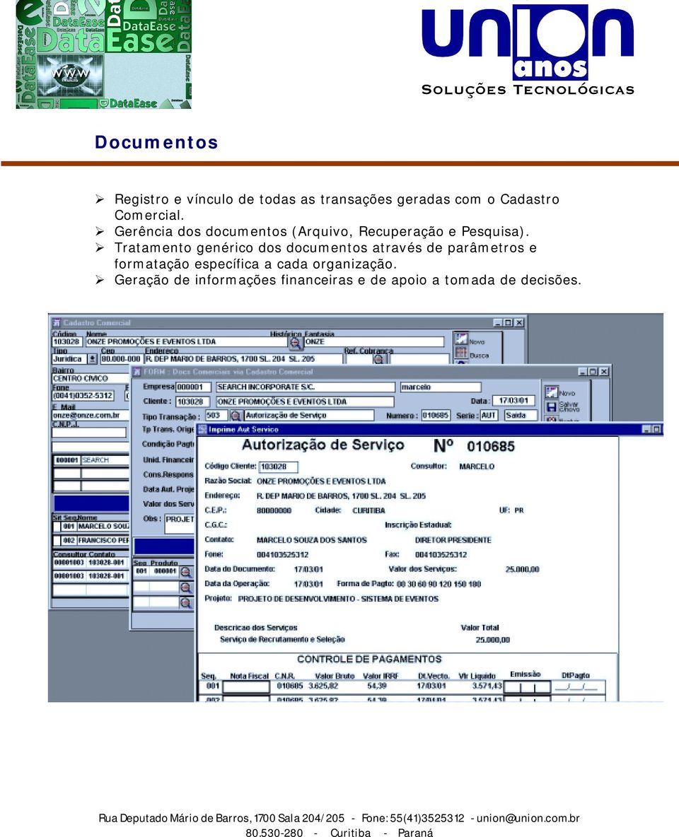 Tratamento genérico dos documentos através de parâmetros e formatação