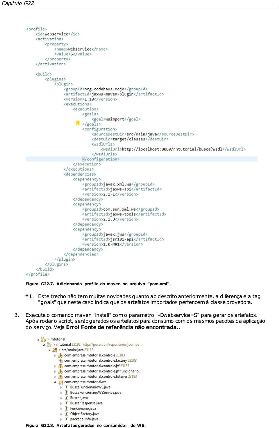 importados pertencem à classe provedora. 3. Execute o comando maven "install" com o parâmetro "-Dwebservice=S" para gerar os artefatos.