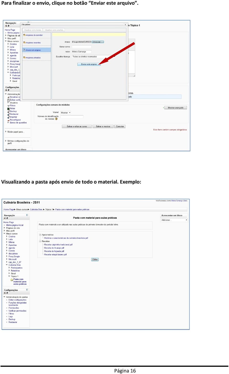 Visualizando a pasta após envio