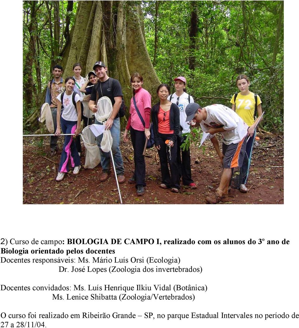 José Lopes (Zoologia dos invertebrados) Docentes convidados: Ms. Luís Henrique Ilkiu Vidal (Botânica) Ms.