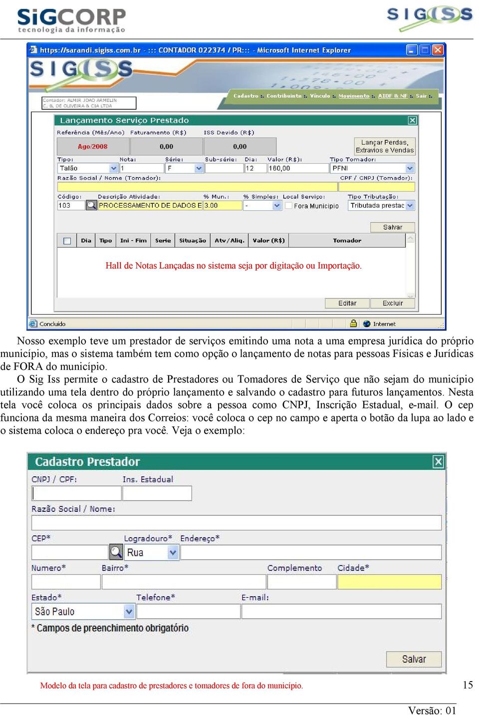 de FORA do município.