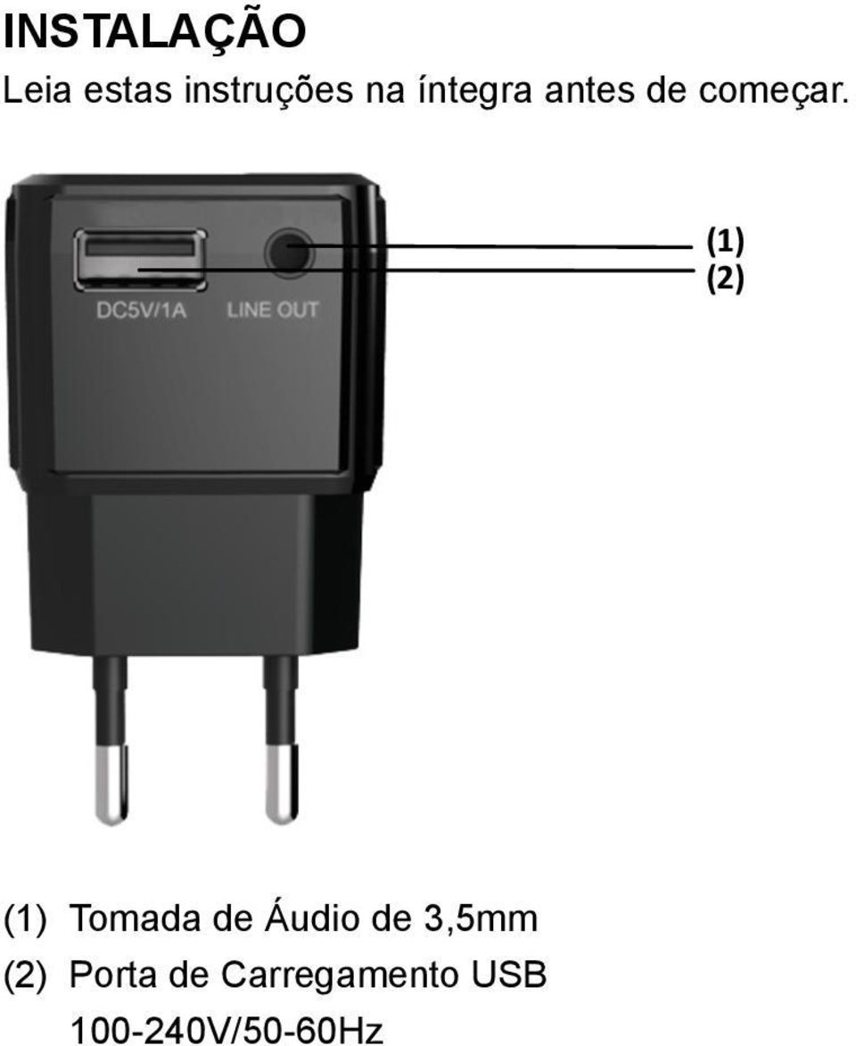 (1) (2) (1) Tomada de Áudio de 3,5mm