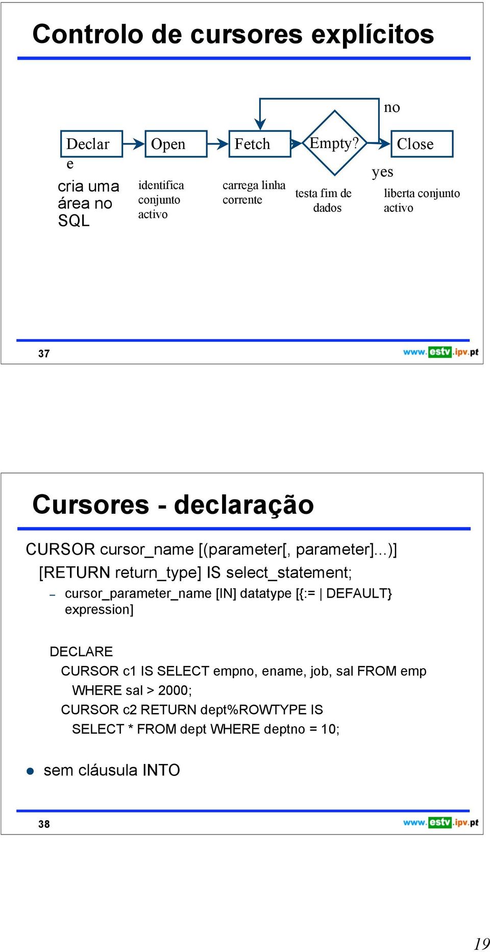 CURSOR cursor_name [(parameter[, parameter].