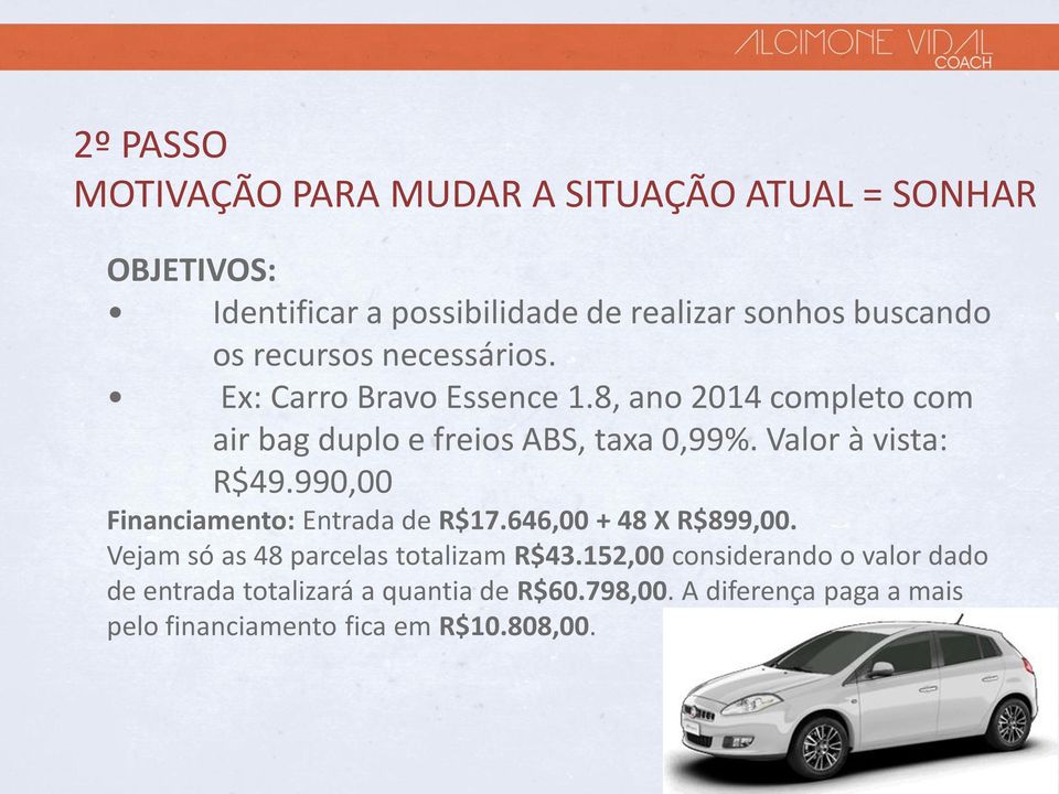 Valor à vista: R$49.990,00 Financiamento: Entrada de R$17.646,00 + 48 X R$899,00. Vejam só as 48 parcelas totalizam R$43.