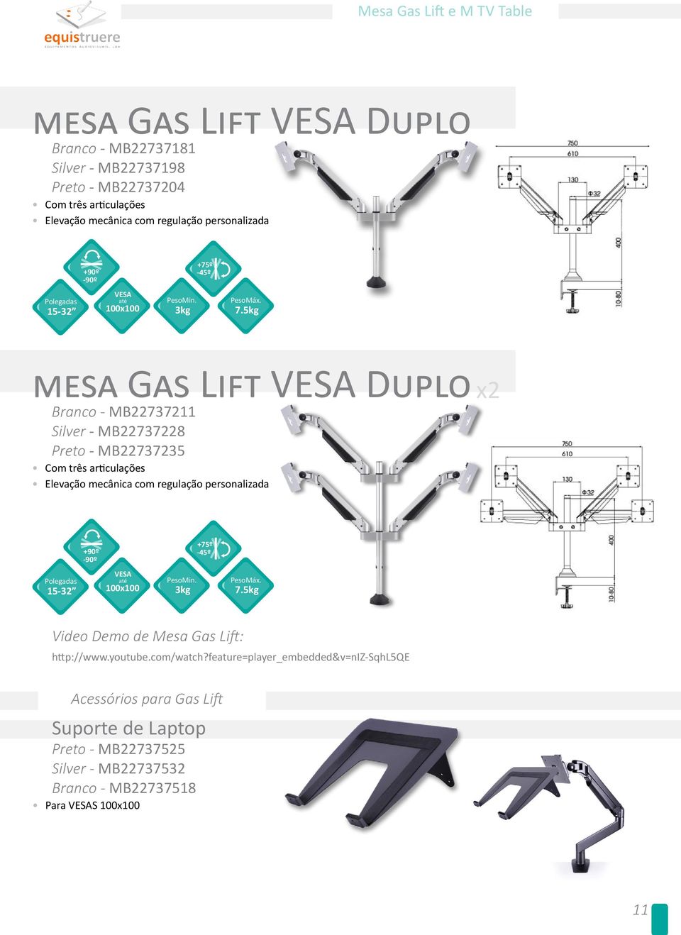 5kg mesa Gas Lift Duplo Branco - MB737 Silver - MB7378 Preto - MB73735 Com três articulações Elevação mecânica com regulação personalizada x 5-3 +90º
