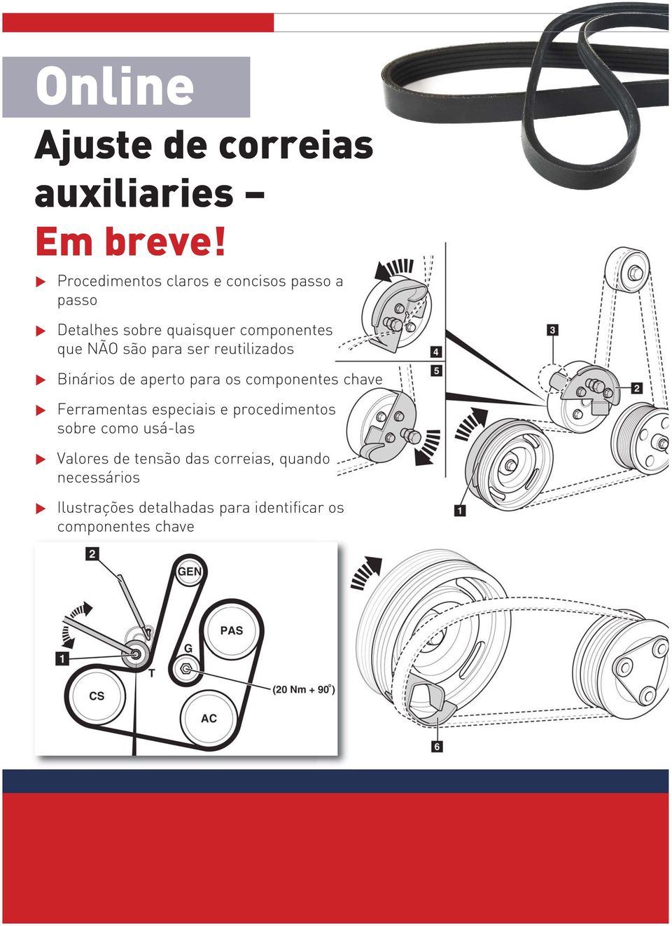 para ser reutilizados Binários de aperto para os componentes chave Ferramentas especiais e