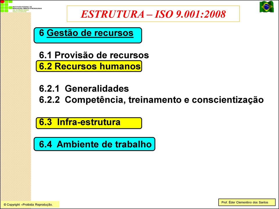 3 Infra-estrutura ESTRUTURA ISO 9.001:2008 6.