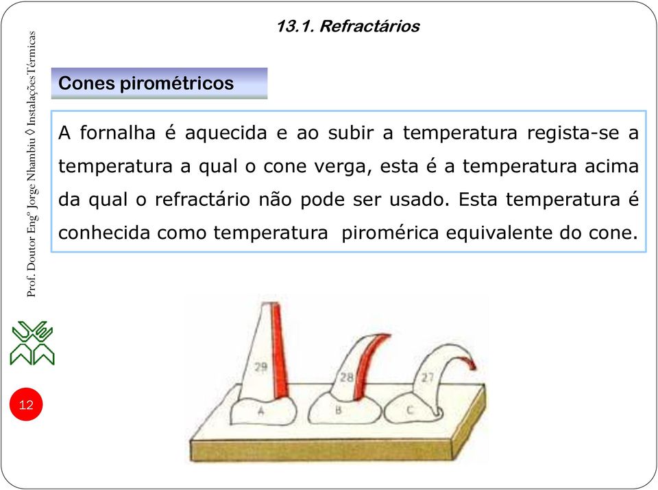 esta é a temperatura acima da qual o refractário não pode ser usado.