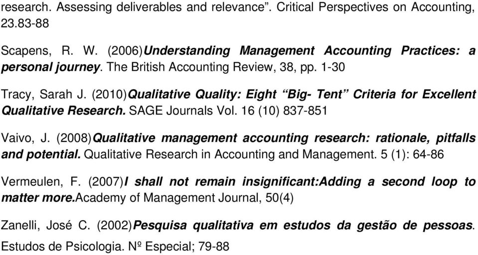 (2008)Qualitative management accounting research: rationale, pitfalls and potential. Qualitative Research in Accounting and Management. 5 (1): 64-86 Vermeulen, F.