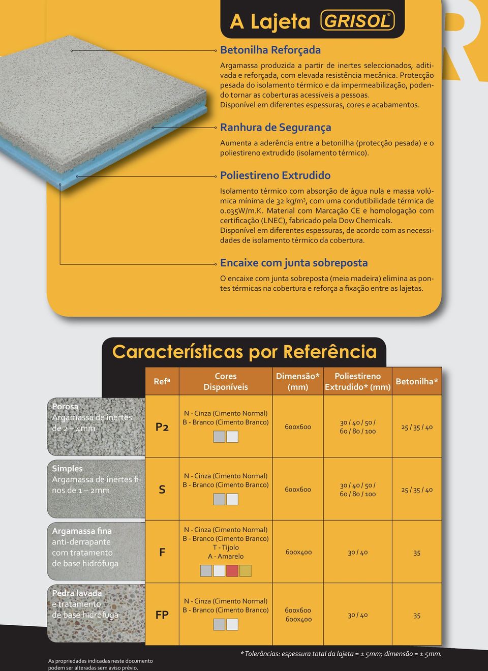Ranhura de Segurança Aumenta a aderência entre a betonilha (protecção pesada) e o poliestireno extrudido (isolamento térmico).