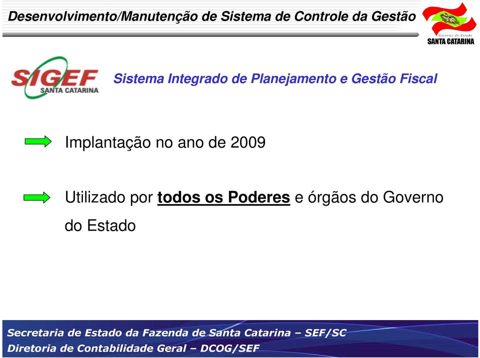 Gestão Fiscal Implantação no ano de 2009