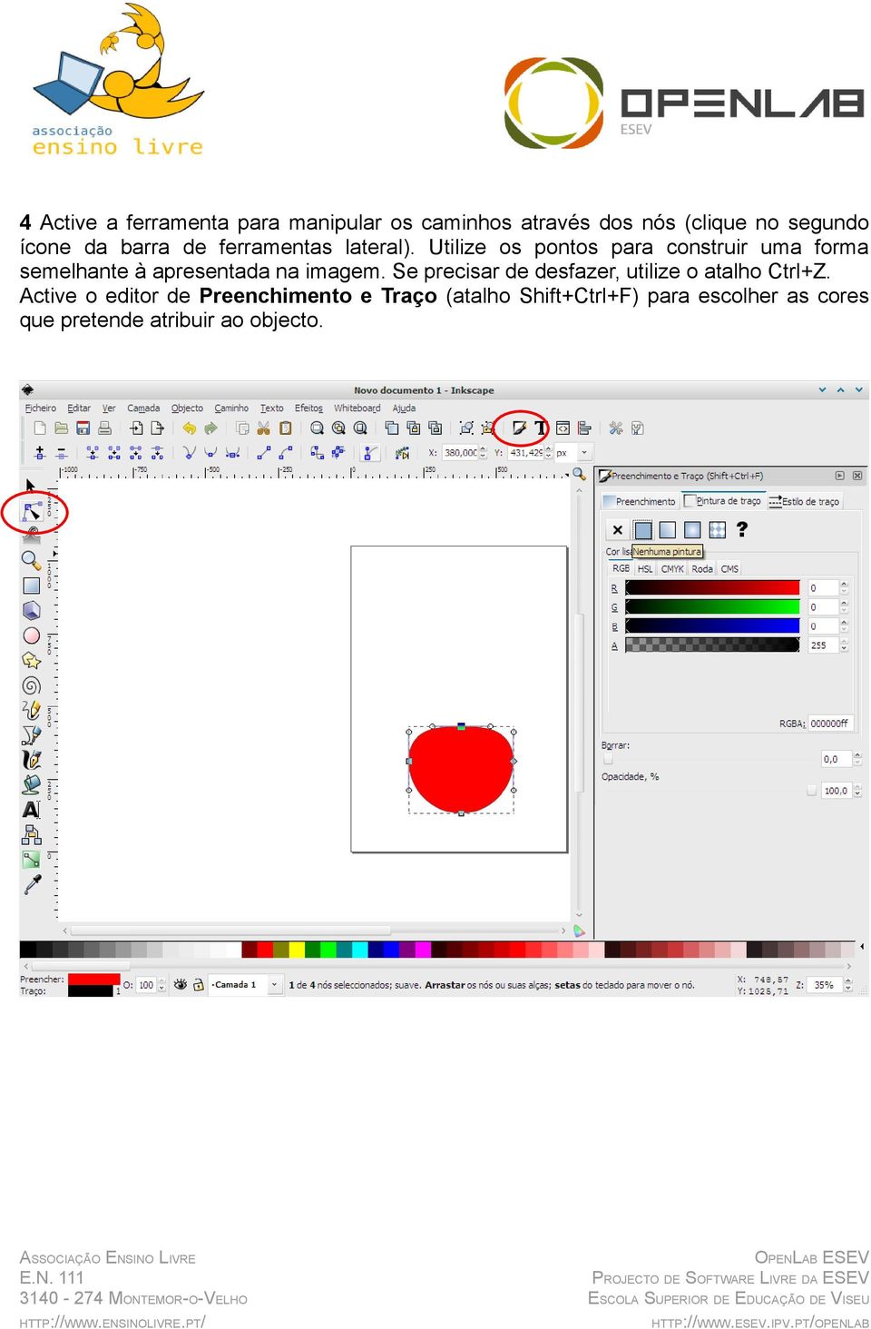 Utilize os pontos para construir uma forma semelhante à apresentada na imagem.