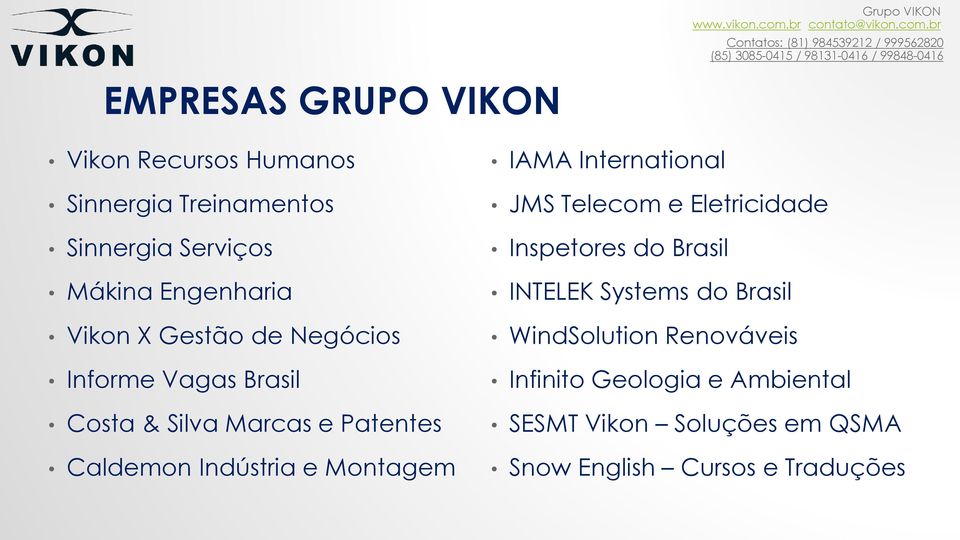 Montagem IAMA International JMS Telecom e Eletricidade Inspetores do Brasil INTELEK Systems do Brasil