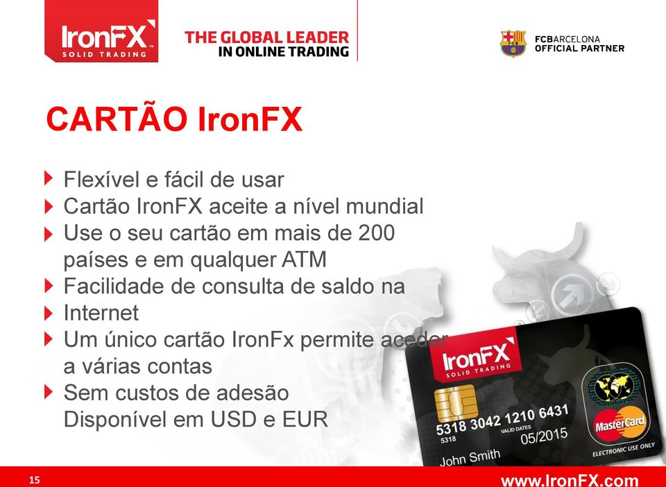 Facilidade de consulta de saldo na Internet Um único cartão IronFx