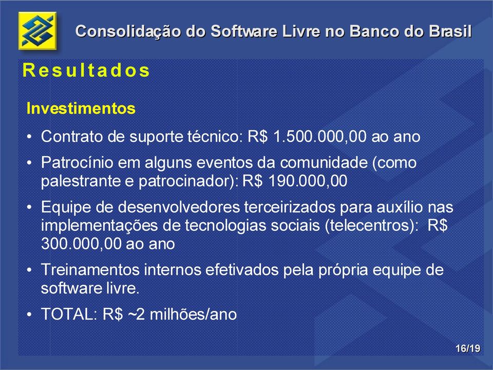 000,00 Equipe de desenvolvedores terceirizados para auxílio nas implementações de tecnologias sociais