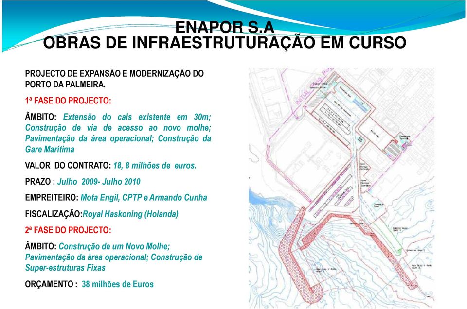 Construção da Gare Marítima VALOR DO CONTRATO: 18, 8 milhões de euros.