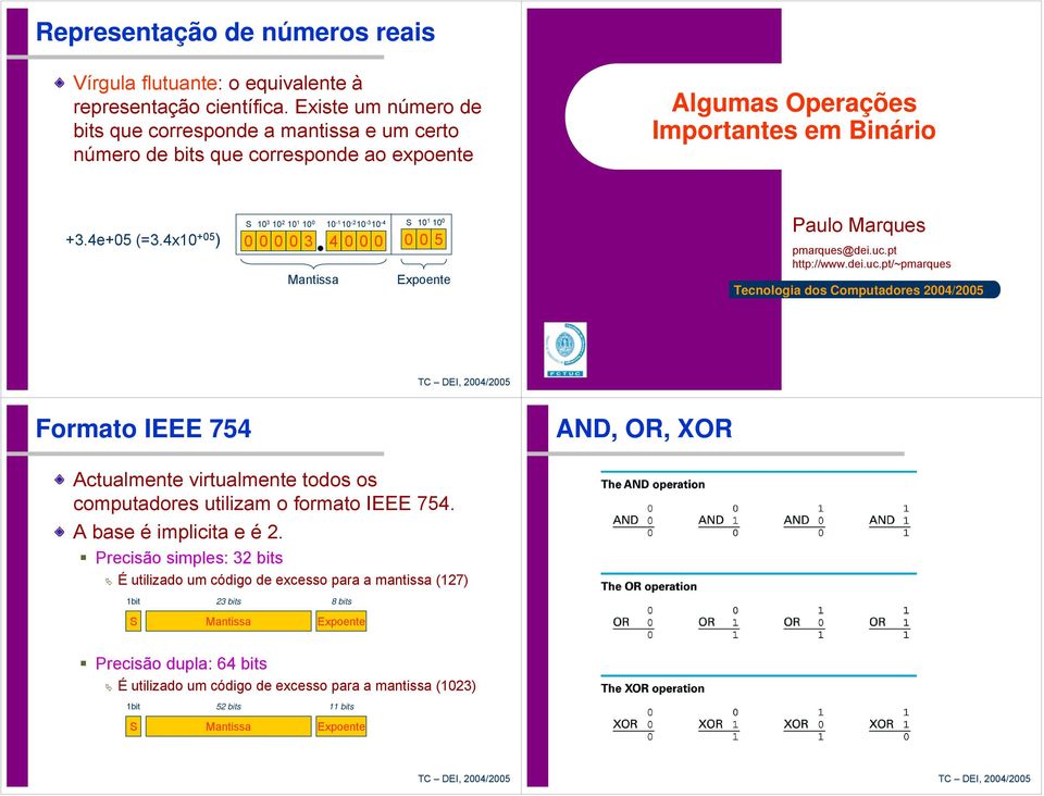 4x +5 ) 3 4 Mantissa S 5 Expoente Paulo Marques pmarques@dei.uc.
