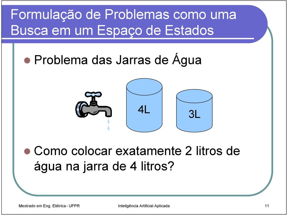 exatamente 2 litros de água na jarra de 4 litros?