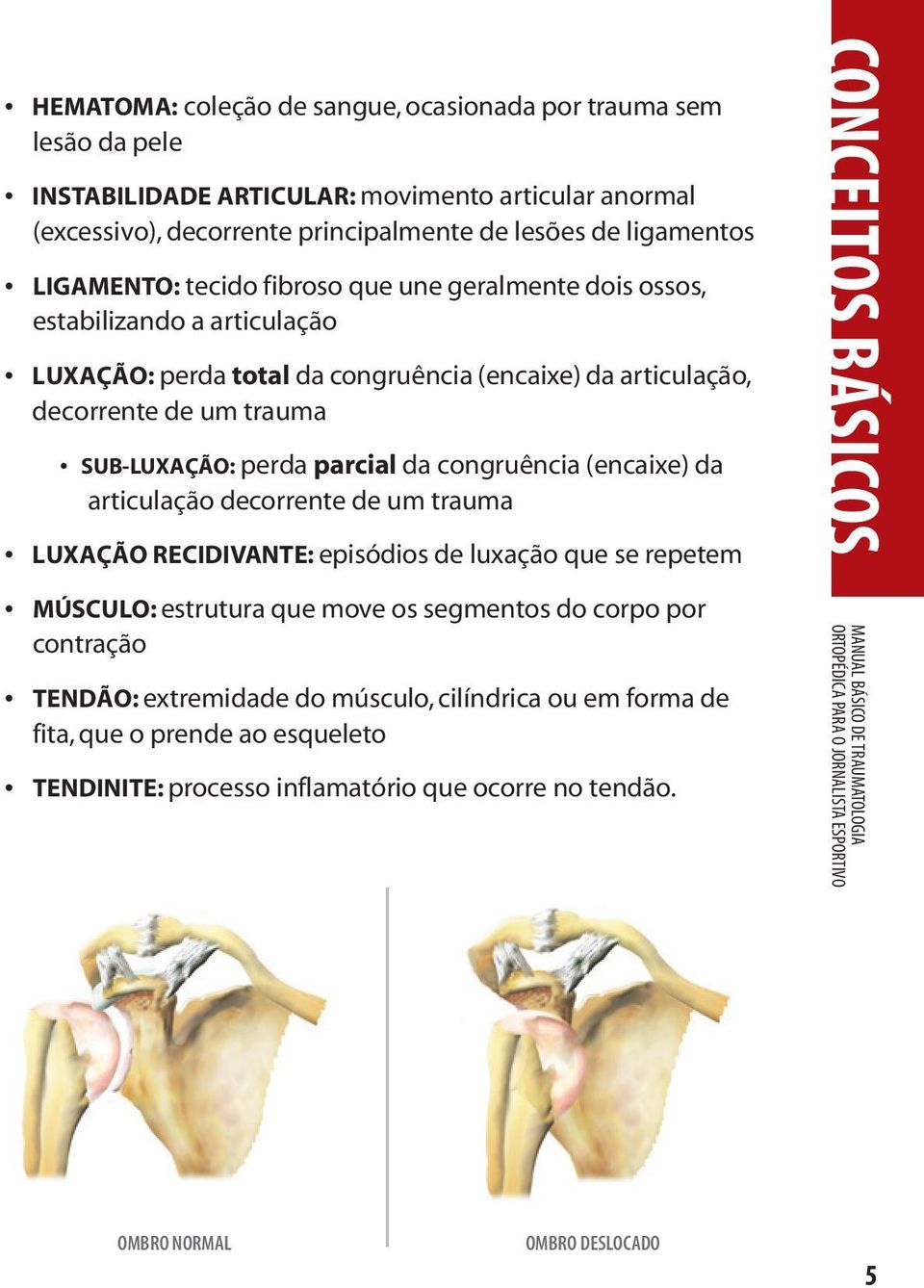 decorrente de um trauma SUB-LUXAÇÃO: perda parcial da congruência (encaixe) da articulação decorrente de um trauma LUXAÇÃO RECIDIVANTE: episódios de luxação que se repetem MÚSCULO: estrutura que move