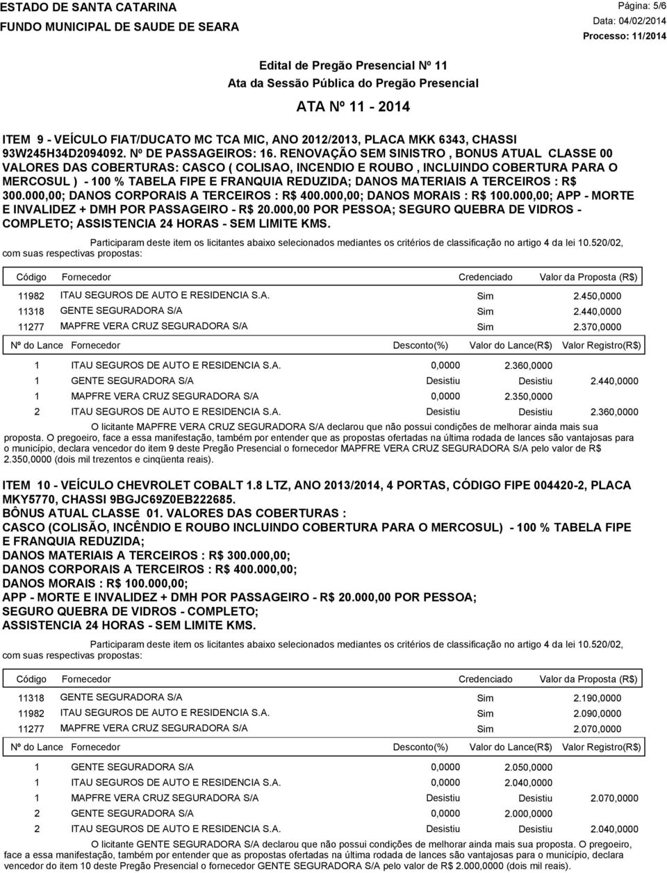 000,00; APP - MORTE E INVALIDEZ + DMH POR PASSAGEIRO - R$ 20.000,00 POR PESSOA; SEGURO QUEBRA DE VIDROS - COMPLETO; 2.45 2.44 2.