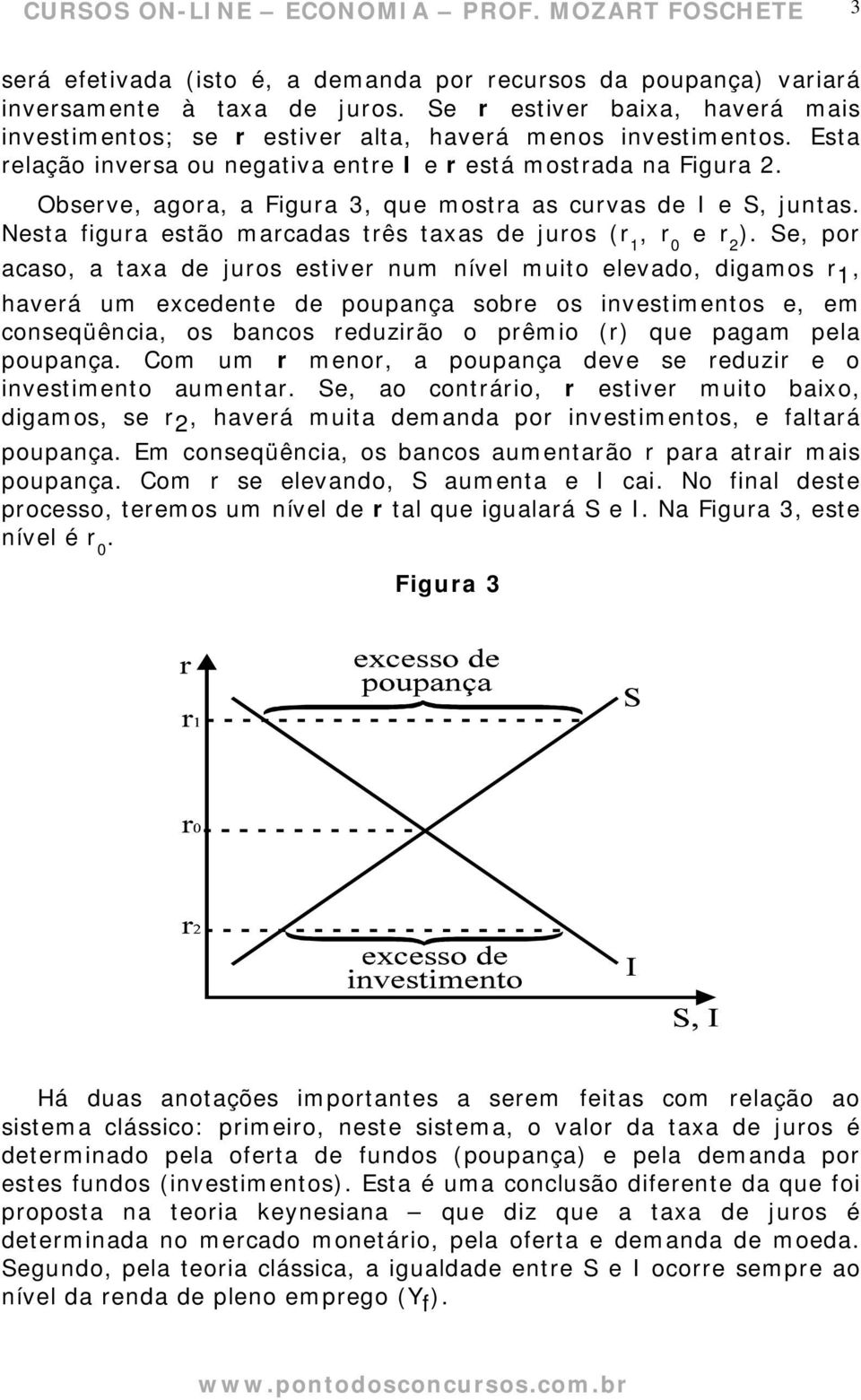 Nesta figura estão marcadas três taxas de juros (r 1, r 0 e r 2 ).