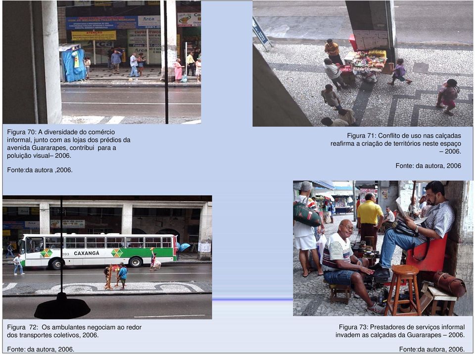 Figura 71: Conflito de uso nas calçadas reafirma a criação de territórios neste espaço 2006.