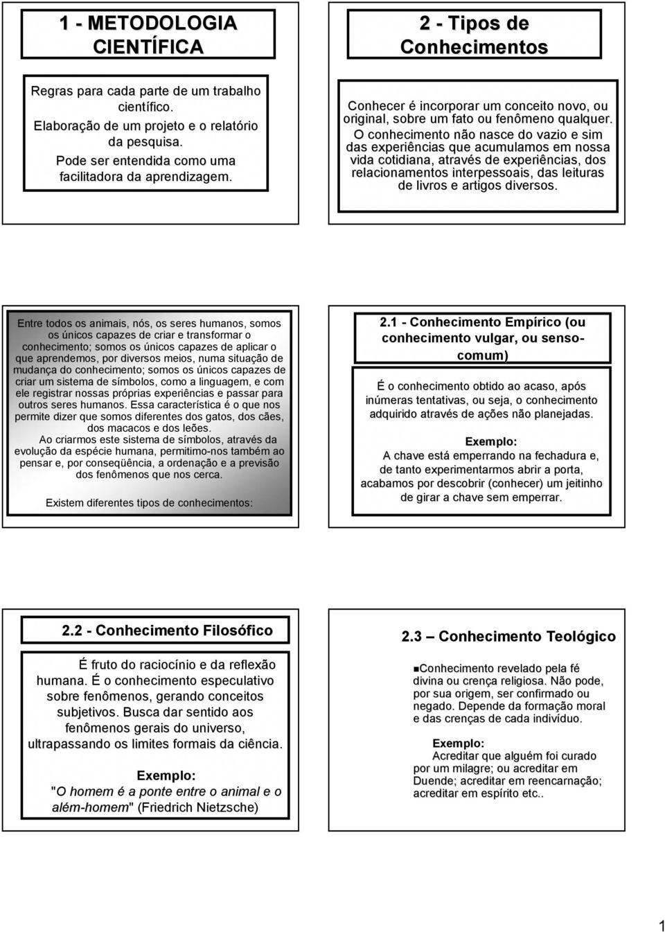 O conhecimento não nasce do vazio e sim das experiências que acumulamos em nossa vida cotidiana, através de experiências, dos relacionamentos interpessoais,, das leituras de livros e artigos diversos.